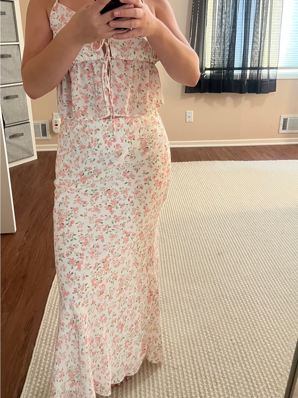 New matching set skirt and tank top floral print